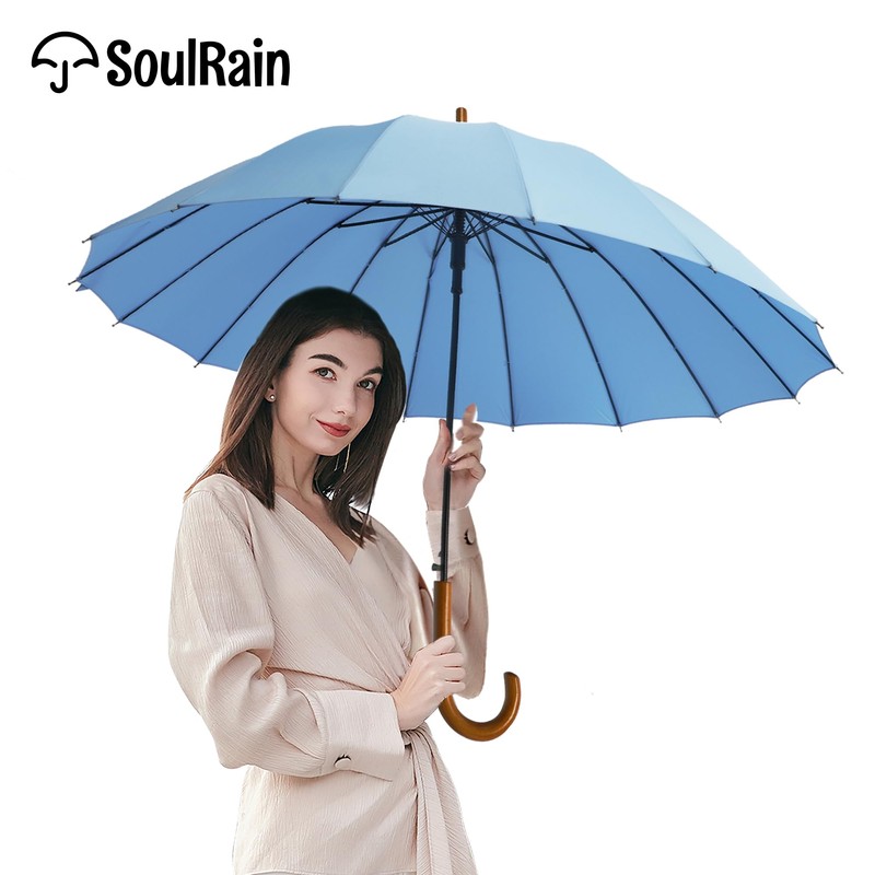 SoulRain 16 Ribs 48" Stick Umbrella Auto Open Solid Color