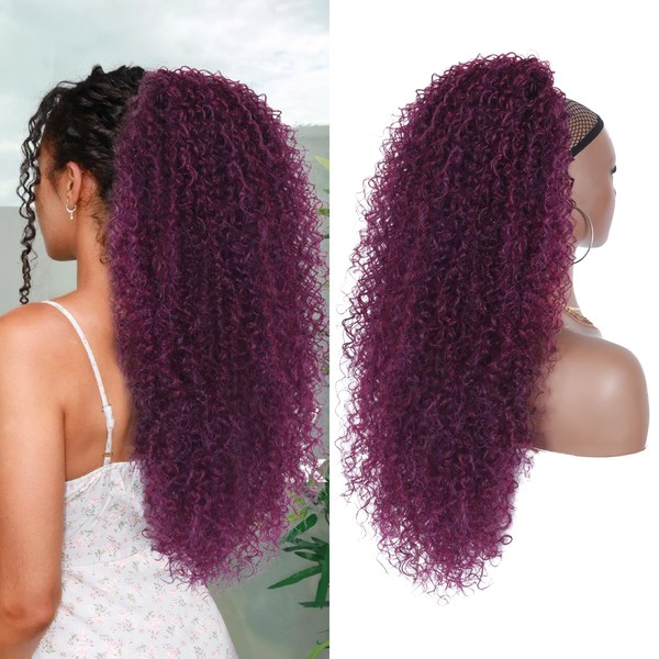 Alebery 27 Inch Drawstring Ponytail Extension for Black Women Deep