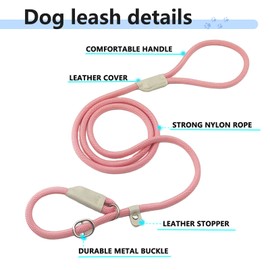 Nordkawa 3 x Slip Lead, 5 ft Dog Lead, Adjustable Dog Training Lead, Strong Nylon Rope Lead with Padded Handle, Dog Slip Lead for Large, Medium, Small Dogs