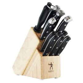 19-Piece Knife Set with Wooden Block – Ultra Sharp Stainless Steel Kitchen Knives – Chef, Paring, Utility & Steak Knives (Black Handles, Natural Block)