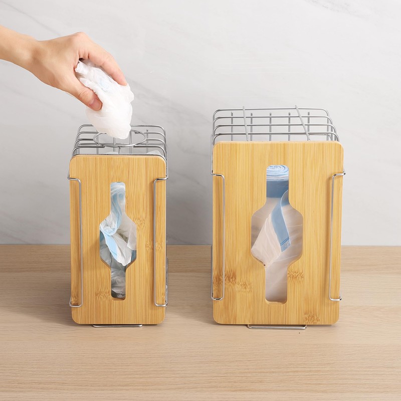 YAFFWA 2 Pack Trash Grocery Bag Holder Wall Mounted Design,