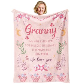 twirush Gifts for Granny, 150 * 130cm, Flannel Blanket Nan Gifts from Grandchildren, Christmas/Birthday Gifts for Granny, Nan, Nanny, Nana, Grandma (Pink)