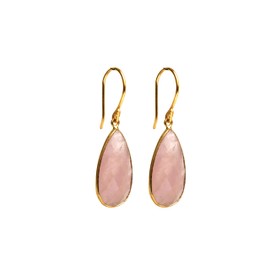 Gempires Rose Quartz Dangling Earrings Pink Crystal Gemstone Jewelry Hypoallergenic Gold Plated Unique Teardrop Earrings For Women