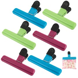 6 Pack Chip Bag Clips,6x3.5 Inch Large Food Bag Clip for Sealing Snacks, Heavy Duty Plastic Storage Clips for Chips,Cereal,Pasta Bags,Kitchen,Pantry Organization