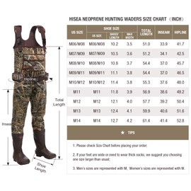 HISEA Chest Waders Neoprene Duck Hunting Waders for Men with 600G Insulated Boot Waterproof Camo Bootfoot Fishing Waders