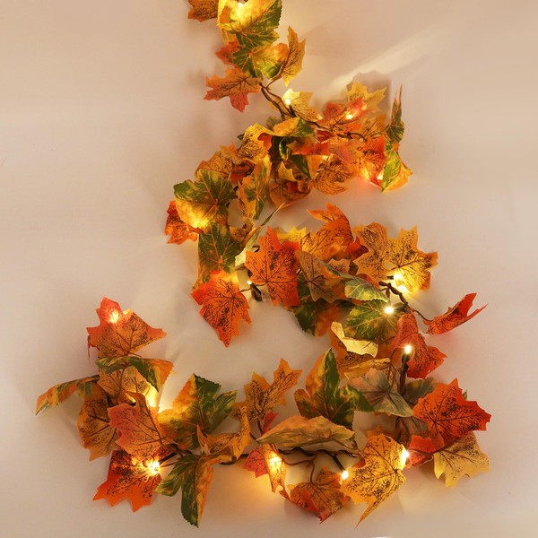 RECUTMS Christmas Garland Decor Pack of 2 Fall Garland Maple