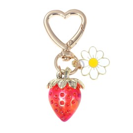 NEUYEE Cute Strawberry Keychain Charms for Women Girls, Premium Glossy Resin Bag Charms for Handbag Backpack Car Key (Red)