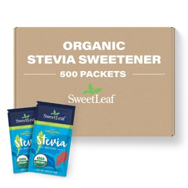 SweetLeaf Organic Stevia Powder Packets - Zero Calorie Sweetener with Stevia Leaf Extract, No Artificial Sweetener Additive, Sugar Free, Keto Friendly, Non GMO, Gluten Free - 500 Count (Pack of 1)
