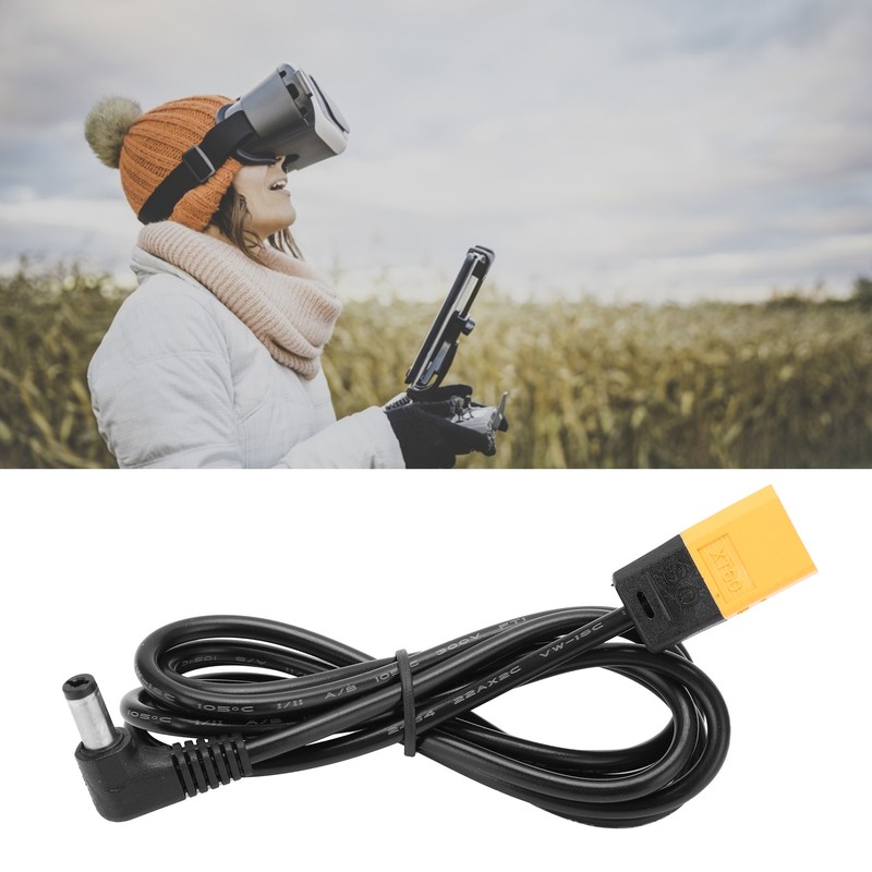 XT60 Power Cable for FPV Flying Goggles 122cm/48in with DC