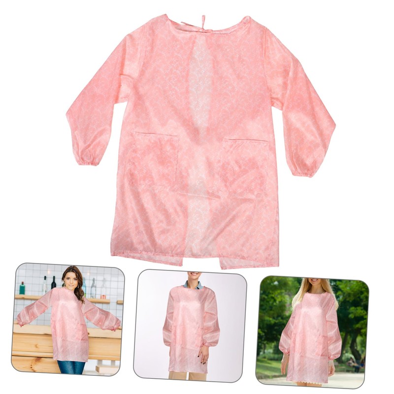 Healeved Long Sleeve Oilproof Apron for Women Flower Pattern Smock