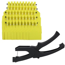 Z Tags One-Piece Cattle Ear Tags 50pcs Blank Large Tags with Specialized Pliers, Animal Identification Tags for Cows Goats Sheep Pigs (Yellow)