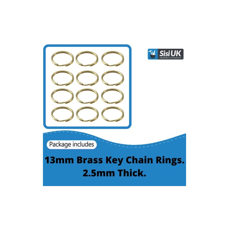 Brass Split Key Rings 13mm Round Flat Key Chains Key