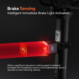 PARDUS Bike Tail Light, Intelligent Brake Tail Light - IPX6 Waterproof, Type-C Charging, 500mAh Battery, Vibration Sensing Auto Wake-Up