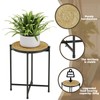 Bamworld Round Plant Stand Indoor Outdoor Metal Modern Plant Table