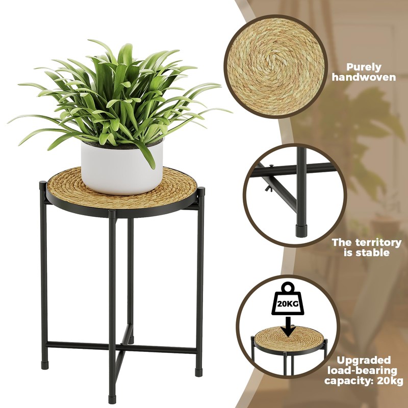 Bamworld Round Plant Stand Indoor Outdoor Metal Modern Plant Table