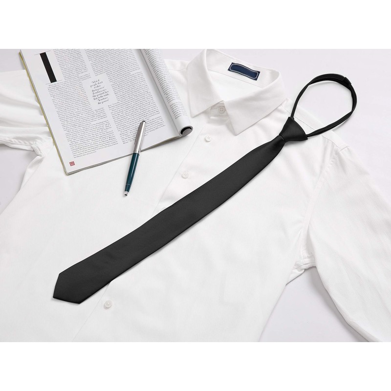[Allegra K] Men's Necktie Narrow Tie Flat Stripe Adjustable Zipper