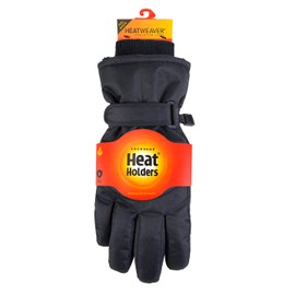 HEAT HOLDERS - Ladies Extra Warm Padded Waterproof Insulated Thermal Winter Ski Gloves in 2 Sizes (M/L, Black)