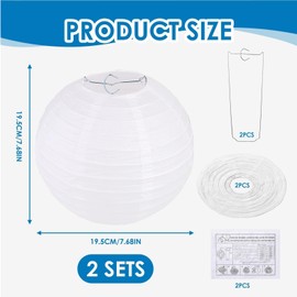 Pack of 2 Round Paper Lampshade, Lanterns, White for Creative DIY Projects and Party, Garden, Wedding Decoration