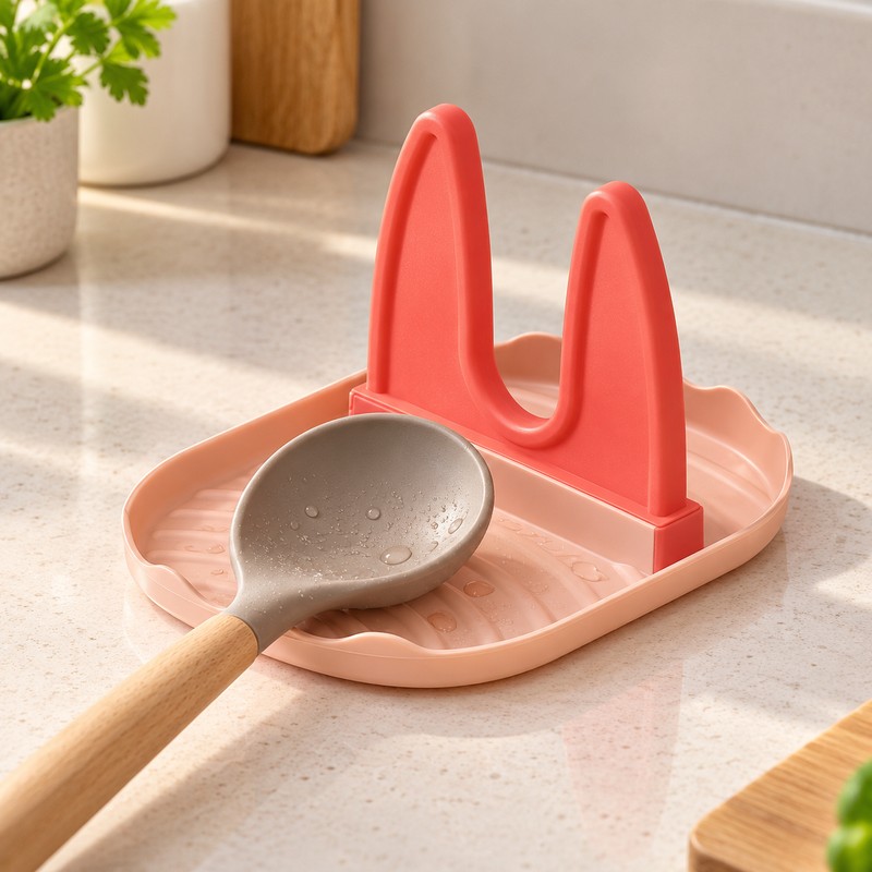 2-Pack Pot Lid and Spoon Rest Holders for Kitchen Counters