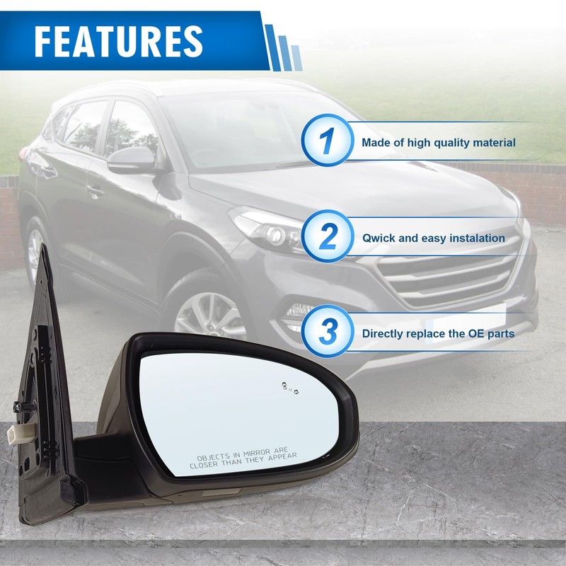 Right Passenger Side Mirror Assembly compatible with 2016 2017 2018