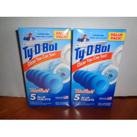 Ty-D-Bol 2-5 Ct Value Packs 10 Tablets Total Toilet Bowl Cleaner Continuous Blue