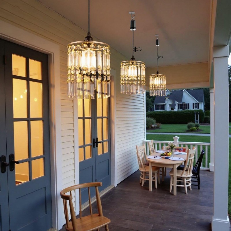 Battery Operated Chandelier, 2Pack Hanging Gazebo Lights, Acrylic Crystal Beaded