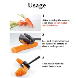 Carrot Curler and Peeler, Black Carrot Spiral Shred Slicer Root Vegetables Fruits Slicer Sharpener Garnishing Tool (Plastic)