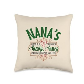 Grandma's Christmas Bakery Nana's Good Old Fashioned Christmas Candy Canes Sweet Throw Pillow, 16x16, Multicolor