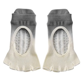 [VEAGIA] Five Toe Pilates Socks, Yoga Socks, Exposed Toes and Instep of Foot, Cool, Anti-Friction, Breathable, Durable, Quick Drying, Antibacterial, Deodorizing, Moisture Absorption (Gray)