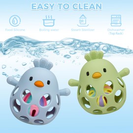 Venditer Silikon Babyrassel Hühnchen Beißring Baby, Sensorische Beißring Spielzeuge, Baby Spielzeug, Silikon Beißring, Motorik Spielzeug, Montessori Spielzeug, Rassel Baby, Babyspielzeug Grün