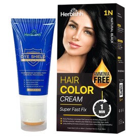 Black Rapid Infusion Hair Color Cream, Permanent Hair Dye in One Minute with Comb Applicator and Hair Color Stain Protector – Dye Shield for Skin Combo Pack