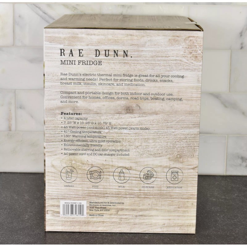 Rae Dunn Mini Fridge “CHILL” – 6-Can Cooler & Warmer
