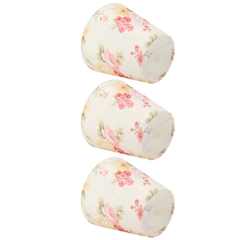 Cloth Lamp Shade Flower Pattern Clip On Bulb Lampshade for