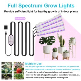 Hywyimlait 7.8'' Growing Lamp for Indoor Plants, Red & Blue & Yellow Full Spectrum, LED Grow Light Strips with 4/8/12H Timer,10 Dimmable Levels for Green House Succulent,4 Head