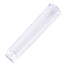 40x197mm Test Tubes, PS Plastic, Round BTM, 200ml Vol, with 40mm Plastic Cap, Natural, Karter Scientific 400I2 (Pack 25)