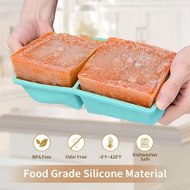 Silicone Freezer Tray for Soup Ice Cubes: 2-Cup Freezing Tray for Meal Prep - 2 Pack Silicon Soup Portion Freeze Tray Make Stock Souped Ice Cube
