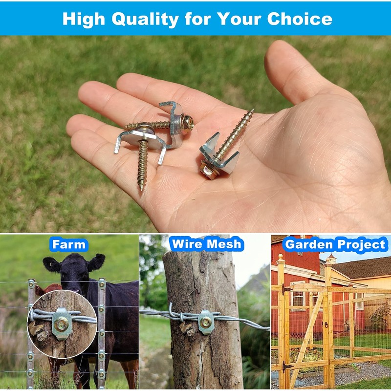 Bytcew 100 Pcs Fencing Fasteners Post Screw with Wire Fixer,