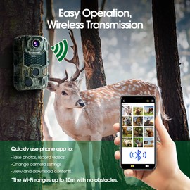 Crenova Trail Camera 4K WiFi Wildlife Camera Include 32GB SD Card 42 pcs 940nm IR LEDs Game Camera Bluetooth Motion Activated Night Vision Perfect Wireless transmission