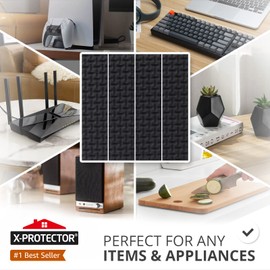 X-Protector Rubber Strip - 8 PCS Non Slip Pads - Black Universal Grip Strips - Self-Adhesive - Premium Feet for Keyboard, Appliances