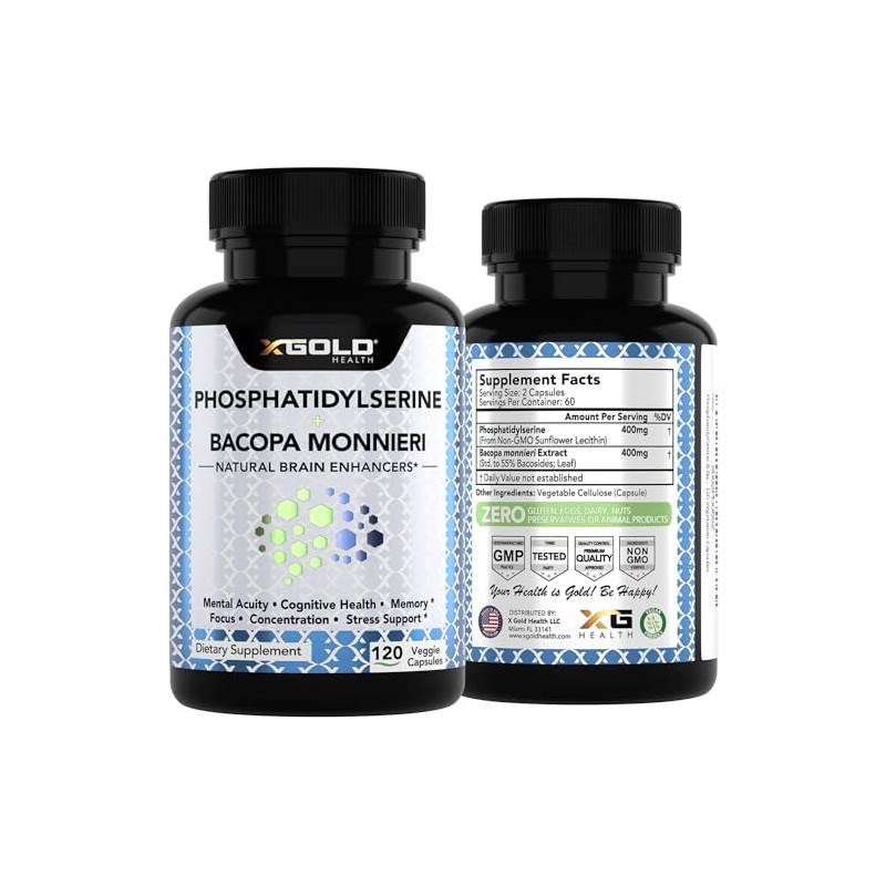 X Gold Health Fosfatidilserina Bacopa 120 Cápsulas - Memoria -