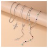 Riymusry 4Pcs/set Colorful Crystal Bead Necklace for Women,Statement Cross Pendant