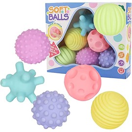 MOSU Pelota Táctil Sensorial, Juegos de Pelota para Agarrar, con Función de Sonido y Textura de Silicona, para Ejercicios Sensoriales y Reconocimiento de Objetos, 6 Piezas