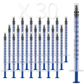 Acehome 30 Pack 1ml Plastic Syringes With Luer Slip Tip, Individually Sealed with Measurement for Refilling and Measuring Liquids, Scientific Labs Experiment, Feeding Pets, Oil or Glue Applicator (No Needle)