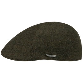 Stetson Texas Wool Gatsby Cap for Men - with Cashmere Wool - 100% Cotton Lining - High Wool Content - with Noble Brand pin - Double Layer Lining Tape - Peaked Cap for Autumn/Winter Olive L (58-59 cm)