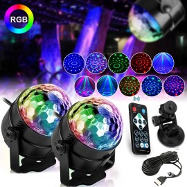 Unbranded 2 Pack Party Magic Disco Ball Light LED RGB Rotating Club DJ Stage Lights+Remote