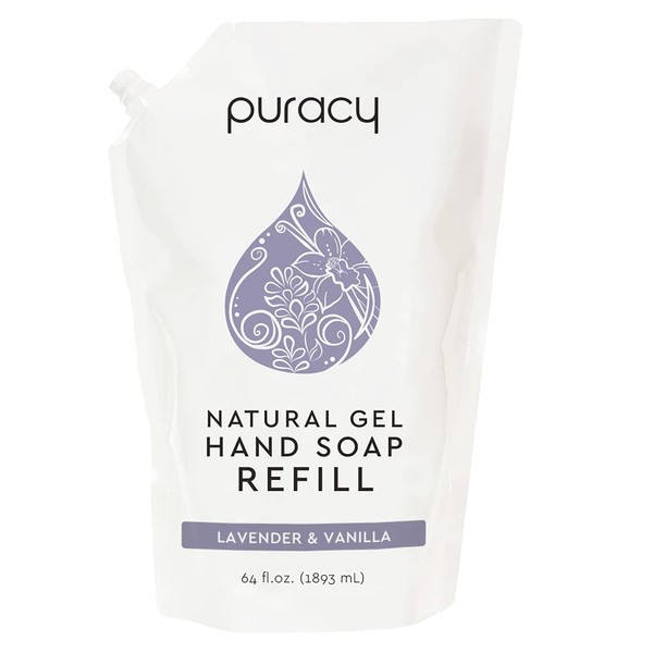 Puracy Natural Gel Hand Soap Refill, Lavender & Vanilla, 64 Fl Oz, Moisturizing Liquid Hand Wash