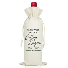 LAGZDFC Pairs Well With A College Degree Wine Champagne Gifts Bag, Reusable Wine Wrap Bag, Gradulation Gifts for Class of 2025 Student Daughter Classmate, College Degree Present for Her Him