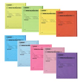 9 Pcs Sticky Phone Message Pad, 5.9x3.9Inch While You were Out Message Pad, Self-Adhesive Sticky Notes, Fluorescent Color Telephone Nots for Office, School, Home, 50 Sheets/Pack (9 Colors)
