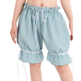 Nuoqi Lolita Bloomers - Pantalones cortos de calabaza con volantes para mujer, Azul/claro, XXL