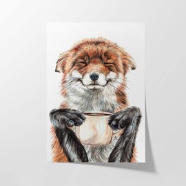 Hustling Sharks® Animal Pictures on Poster as XXL Wall Picture Morning Fox - Poster in Portrait Format, Animal Poster, Bedroom Poster, Children's Room, Fox Picture, Fox Pictures (20 x 30 cm)